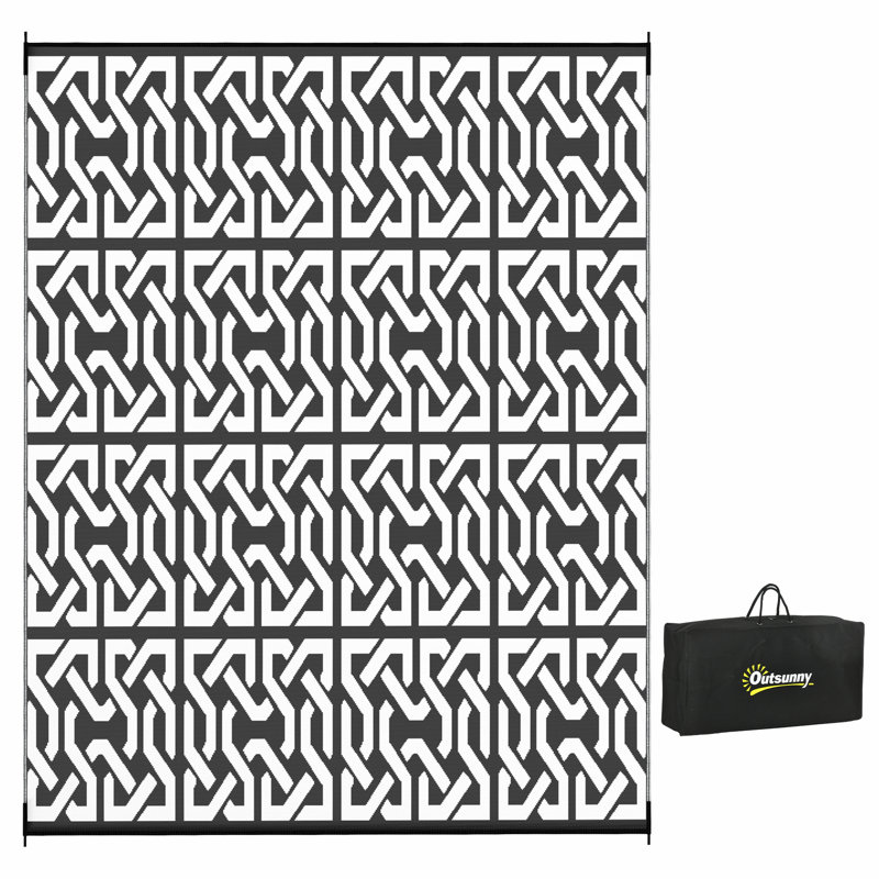 Area Rug, Reversible Rug, Camping Carpet With Carry Bag, Rectangle 8' x 10'
