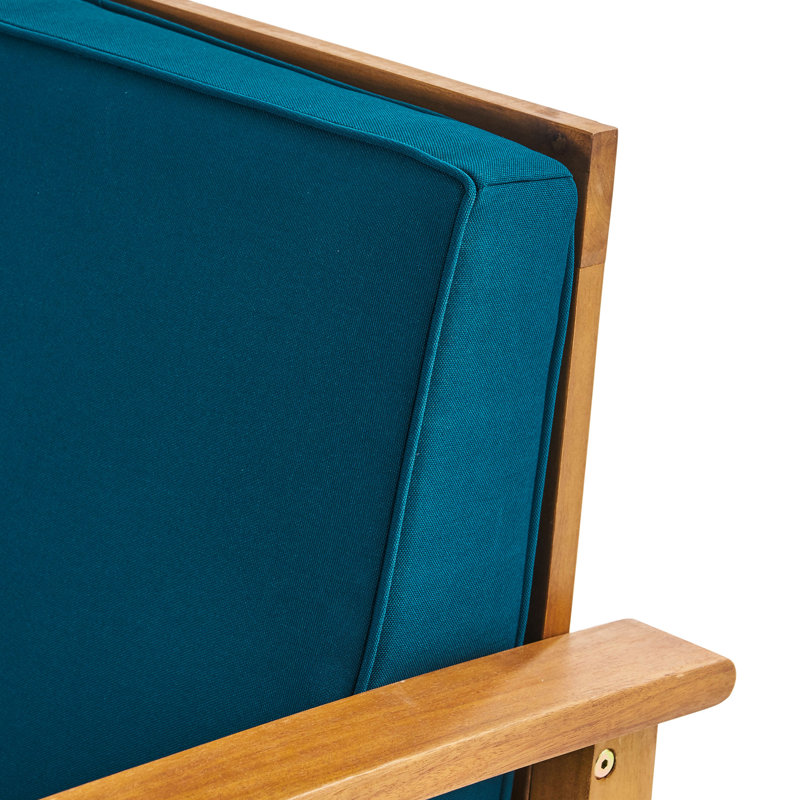 Fauteuil club en bois bleu élégant, bleu avec des lattes, Bleu, Brun