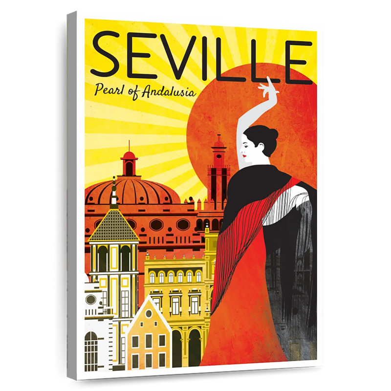 Séville perle d'Andalousie, affiche rétro, H 24 po x l 16 po