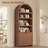 81" Tall Arched Cabinets, Bookcase with Storage, Brown-1914341191