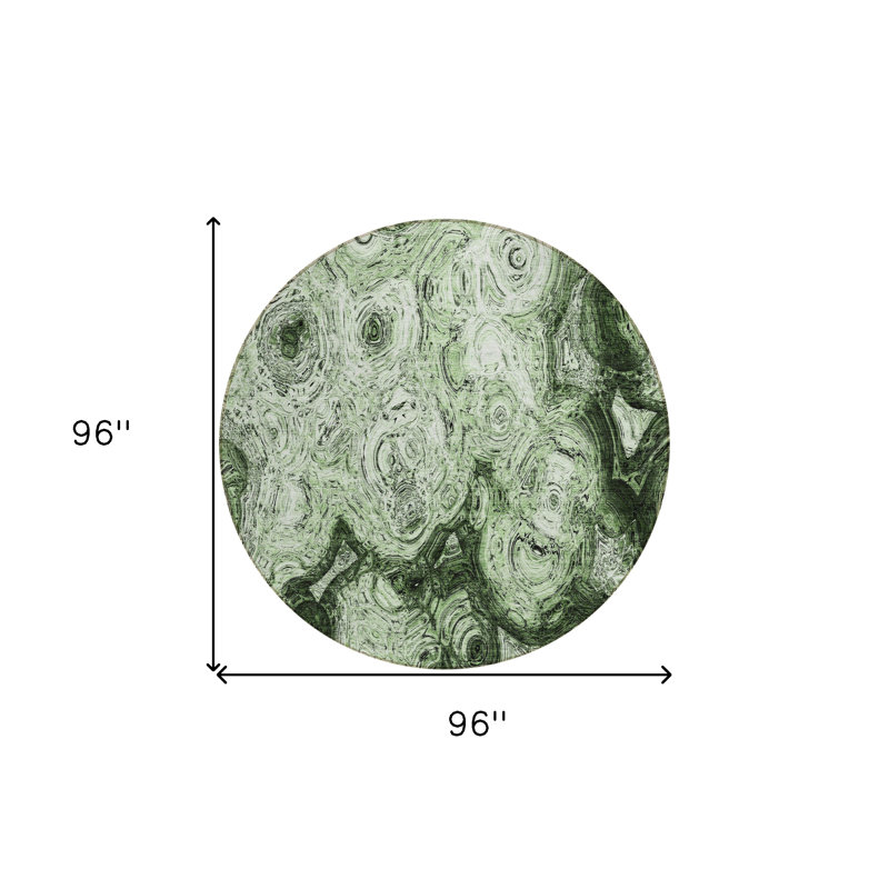 Tapis intérieur rond lavable abstrait vert artichaut 8 'vert et émeraude