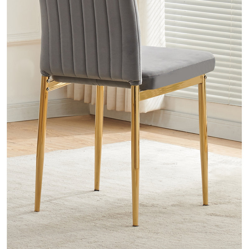 Glitz Velvet Dining Chairs with Gold Legs, Grey