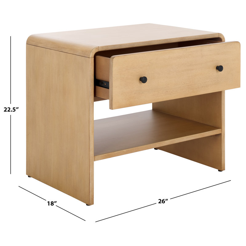 Haydriana 1 Drawer Wood Nightstand, Natural
