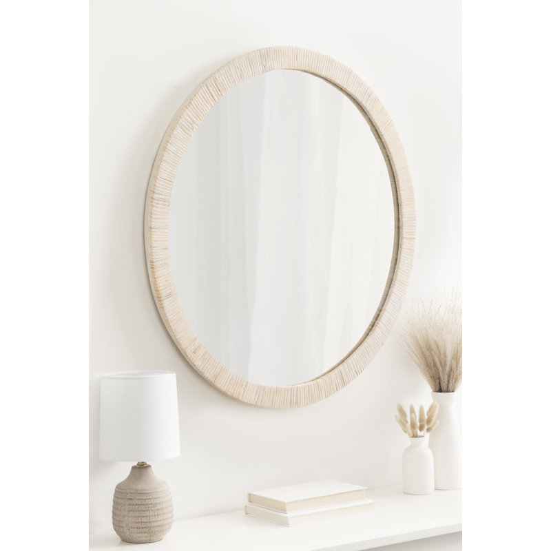 Miroir mural Cassilis, Bois naturel et blanc