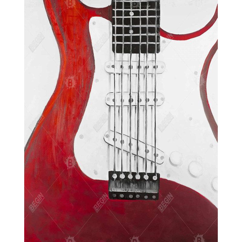 Red Electric Guitar Print On Canvas