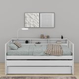 Twin XL Wood Daybed With 2 Trundles, Storage Cubbies, 1 Light For Free And USB
