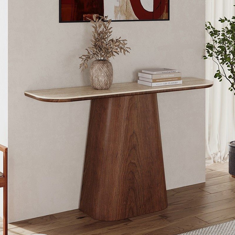 Console de style français en pierre frittée, H 33,4 po x l 62,9 po x P 13,7 po