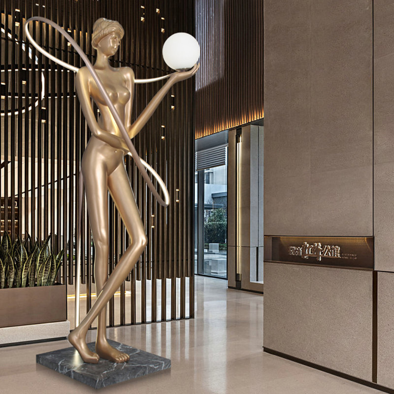 Gold Resin + Glass fiber reinforced plastics Free form Floor Lamps, Gold