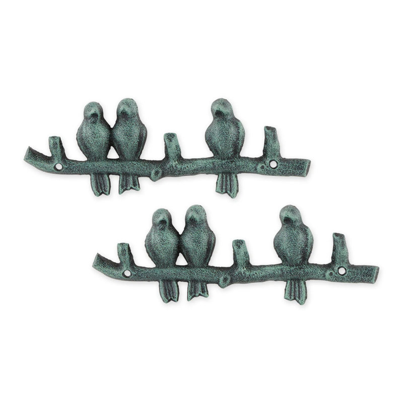 Ensemble de 2 crochets muraux en fonte avec oiseaux | Supports