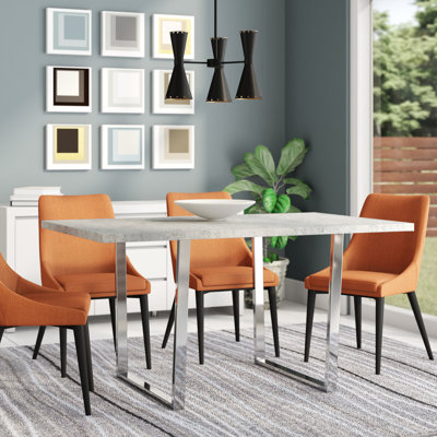 Table de salle à manger rectangulaire de 60 po en métal et stratifié pour la cuisine ou la salle à manger Dacian
