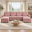 Canapé d'angle modulaire Rovesselle 4 places en chenille de 126,7 pouces de large, en forme de U, avec 2 poufs amovibles, coussins à volants et coussins lombaires-366142818