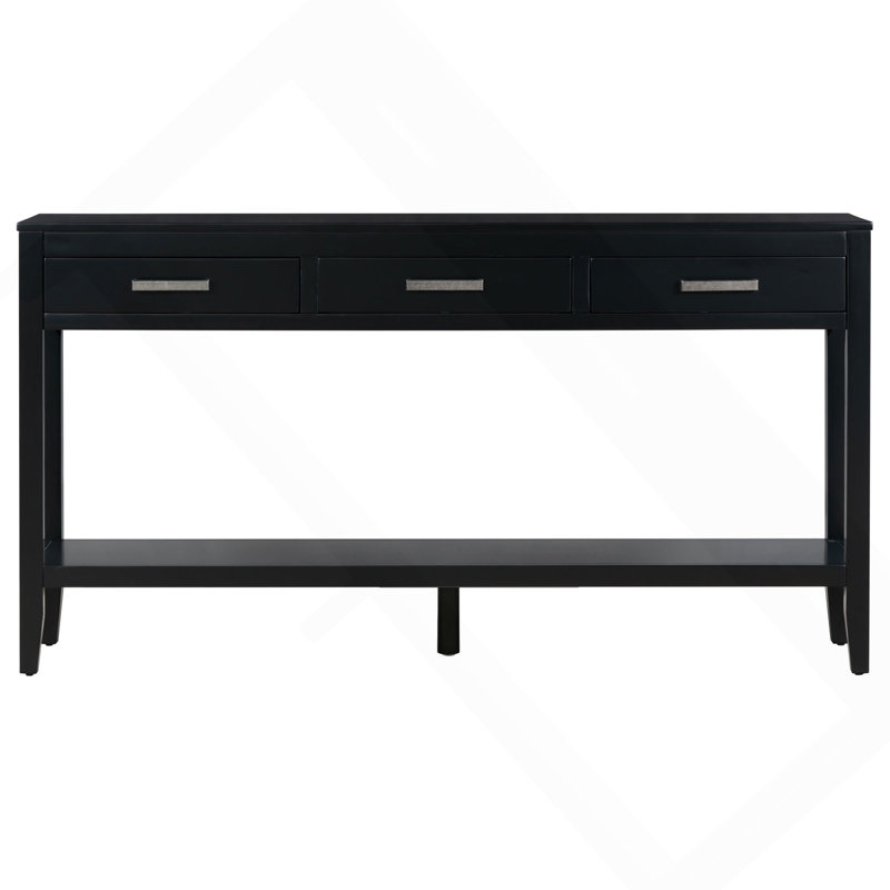 Console avec tablette inférieure et 3 tiroirs, Noir