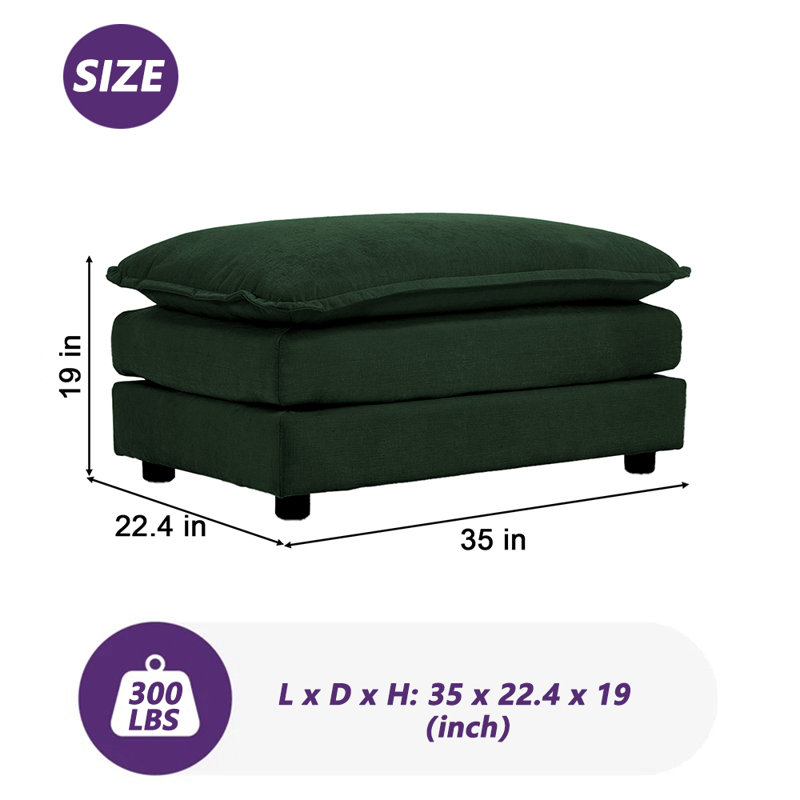 Repose-pieds rembourré en chenille, Vert foncé