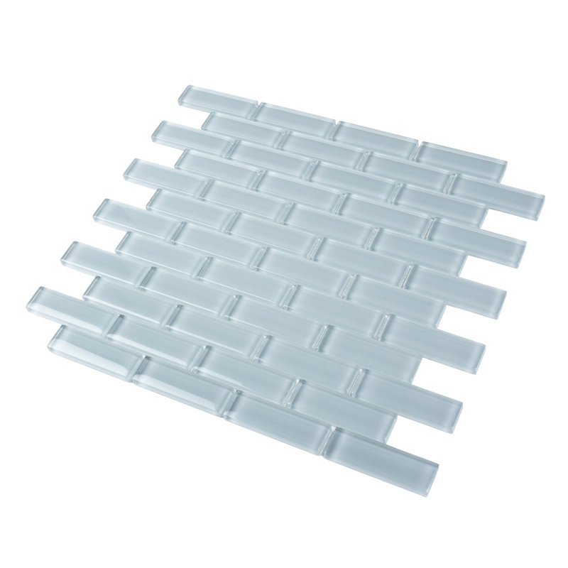 11.9"X 11.9" Polished Glass Brick Tile, Gray