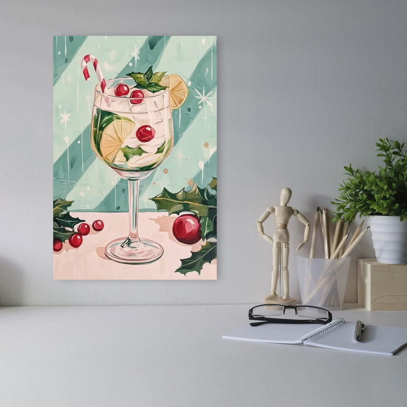 «Festive Christmas Drink Contemporary Winter», reproduction d'art mural, H 18 po x l 12 po