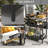 Outdoor Kitchen Cart, 2 With Stainless Steel Tabletop, Towel & Spice Jar Holder, Black Bar Table Surface, 2 Layers Hook