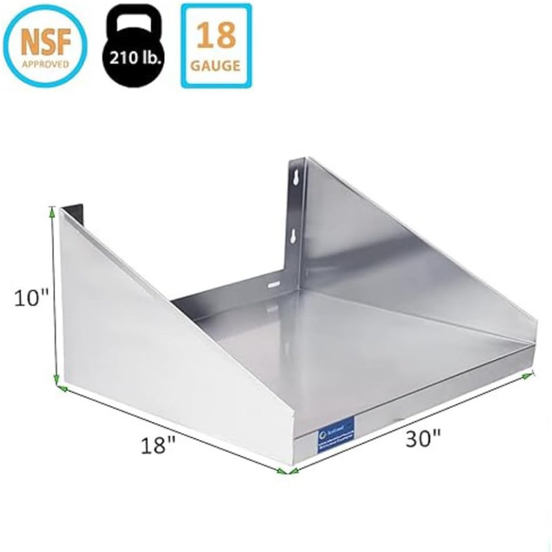 Tablette murale avec gardes latérales en acier inoxydable l 30 po x P 18 po Express KitchQuip, certifiée NSF
