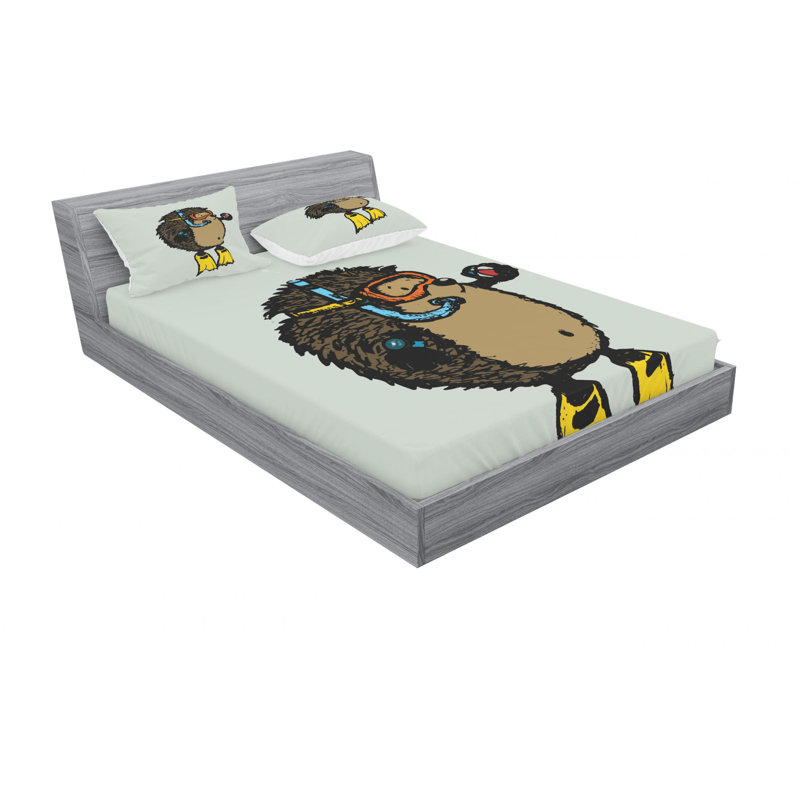 Ensemble de draps Coon Scuba Diver Hedgehog, Ensemble de drap pour grand lit avec drap-housse