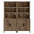 74" Tall Bookshelf With Door, Farmhouse Bookcase With Adjustable Shelf And Storage Cabinet, Library Wooden Bookshelf For Living Room, Office, Brown, Set Of 2-2043571413-2043571414