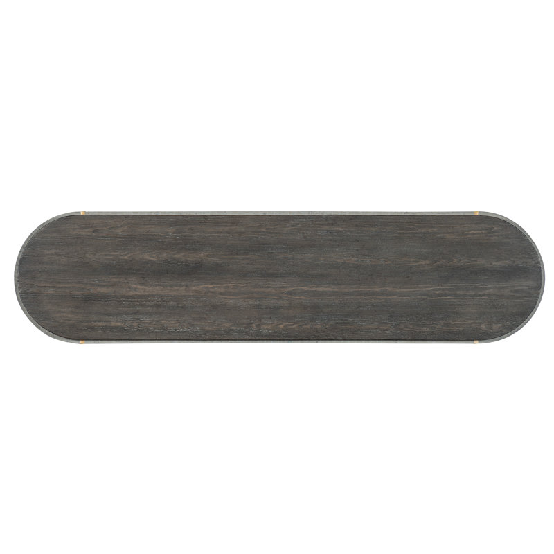 Gray Transitional Wood and Metal Console Table with Storage