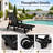 Outdoor HDPE Adjustable Reclining Chaise Lounge Chair With Wheels & Cup Holder in Black-491231000