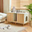Enceinte de litière double en bois manufacturé avec coussin à griffer Corvese-1310650224