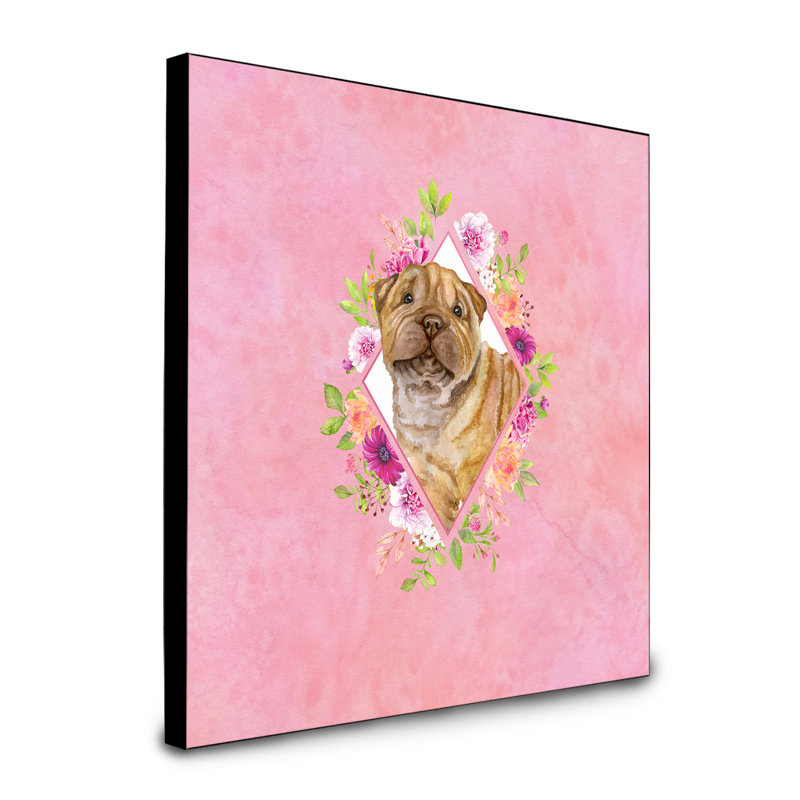 Panneau mural Dollman Flowers, Rose, Shar Pei