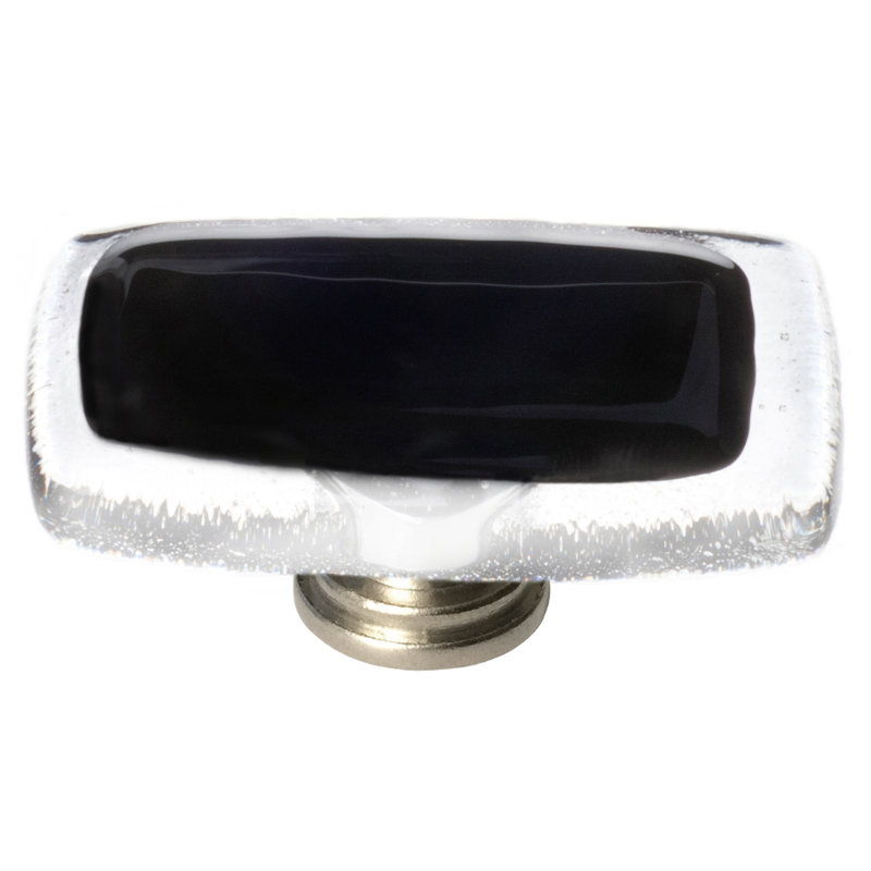 Reflective Rectangular Knob, Black, Satin Nickel