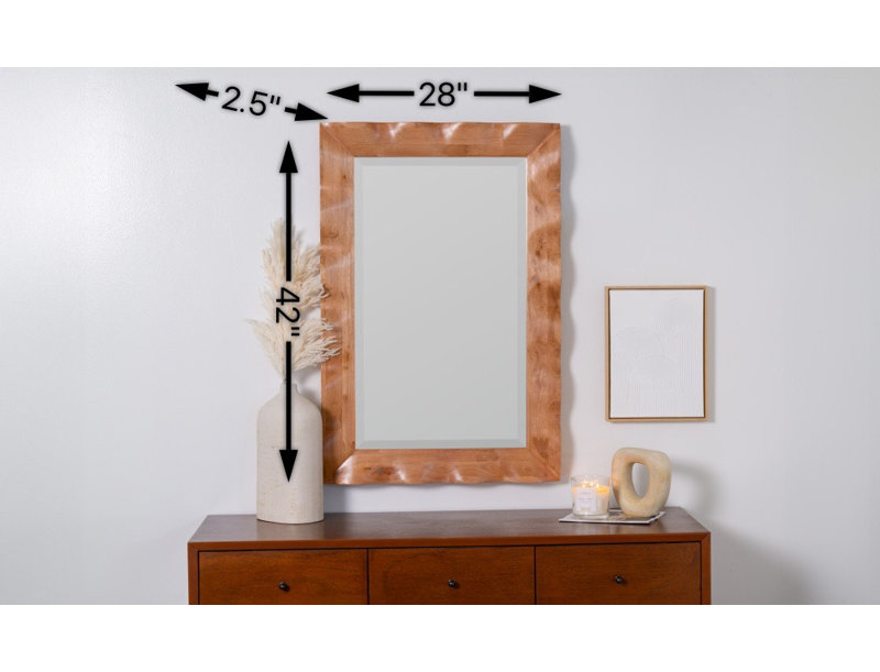 Shaya Rectangle Solid Wood Beveled Mirror, Brown