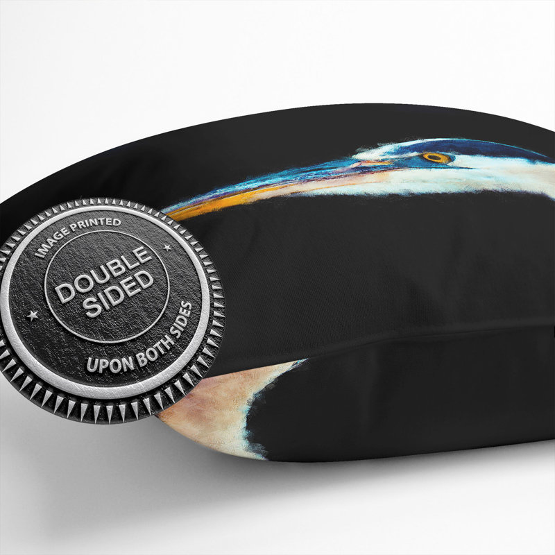 Heron Portrait Painting Cushion with Filling, 40cm H x 40cm W x 15cm D
