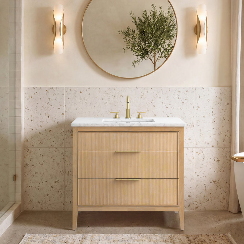Emma 36" W Single Vanity, Classic Oak