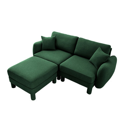 Canapé modulaire avec repose-pieds Emerald Green Boucle