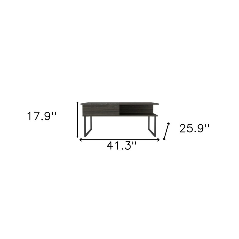 Table basse à plateau relevable en métal gris et onyx 41 po Gracie Mills