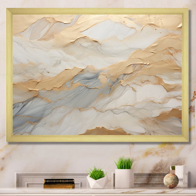Beige And Gold Glacier Stone Art III - Abstract Wall Art Living Room