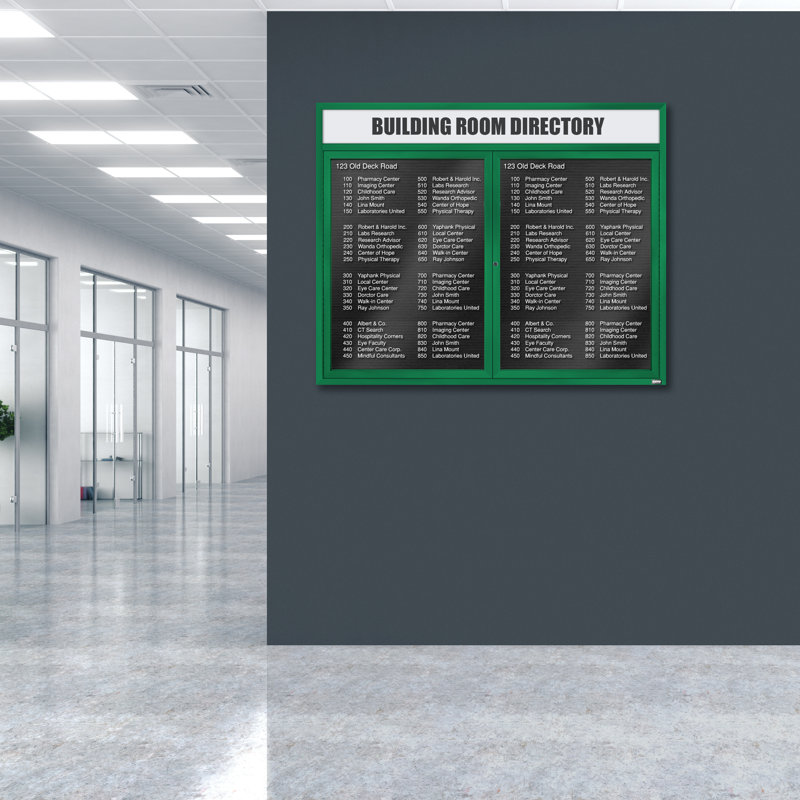 AARCO No Felt Metal Letter Board, Powder Coated Green, Two, 48" H x 60" W