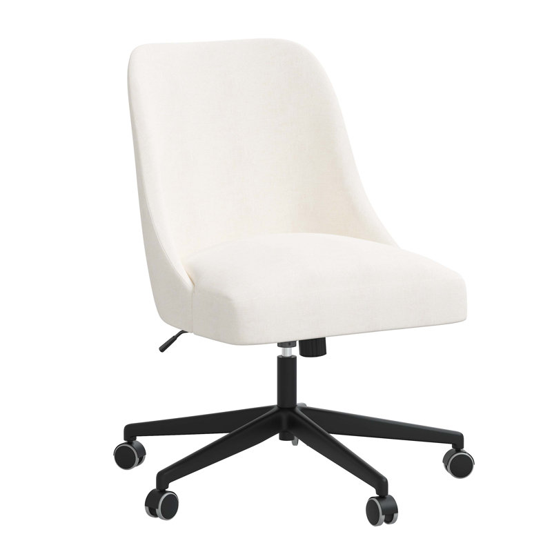 Chaise de bureau Acosta, Lin blanc texturé Zuma