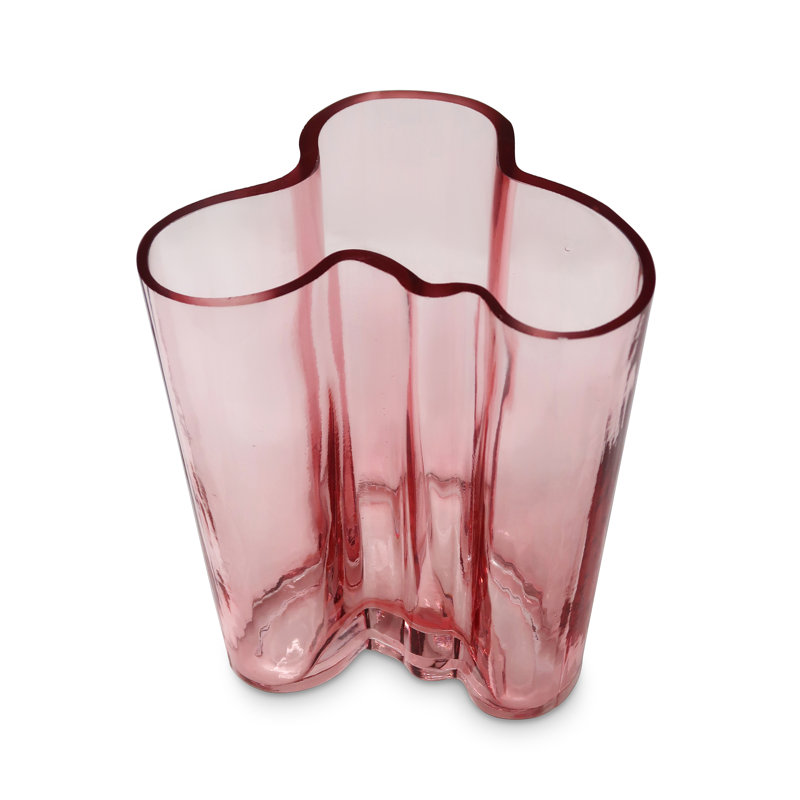 Tinted Curved Vase, 8.25" H x 5.50" W x 6.50" D, Pink