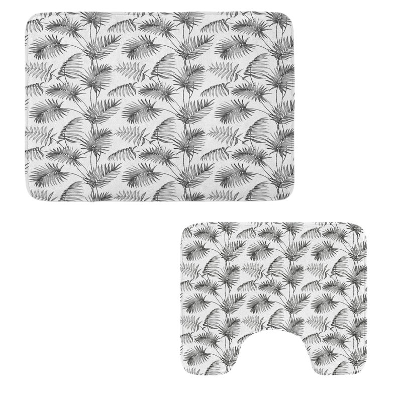  Ensemble de tapis pour salle de bain Nature 2 pièces Rectangulaire et blanc