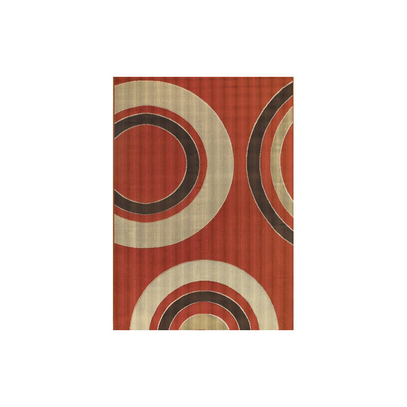Bunce Machine-Woven Red Abstract Moroccan Polypropylene Area Rug, Rectangle 2'6" x 4'4"