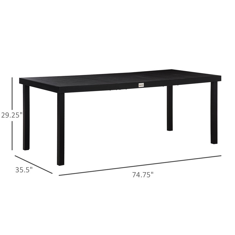 Table de salle à manger d'extérieur pour 8 personnes de 75 po x 35 po Outsunny (table incluse seulement), Noir