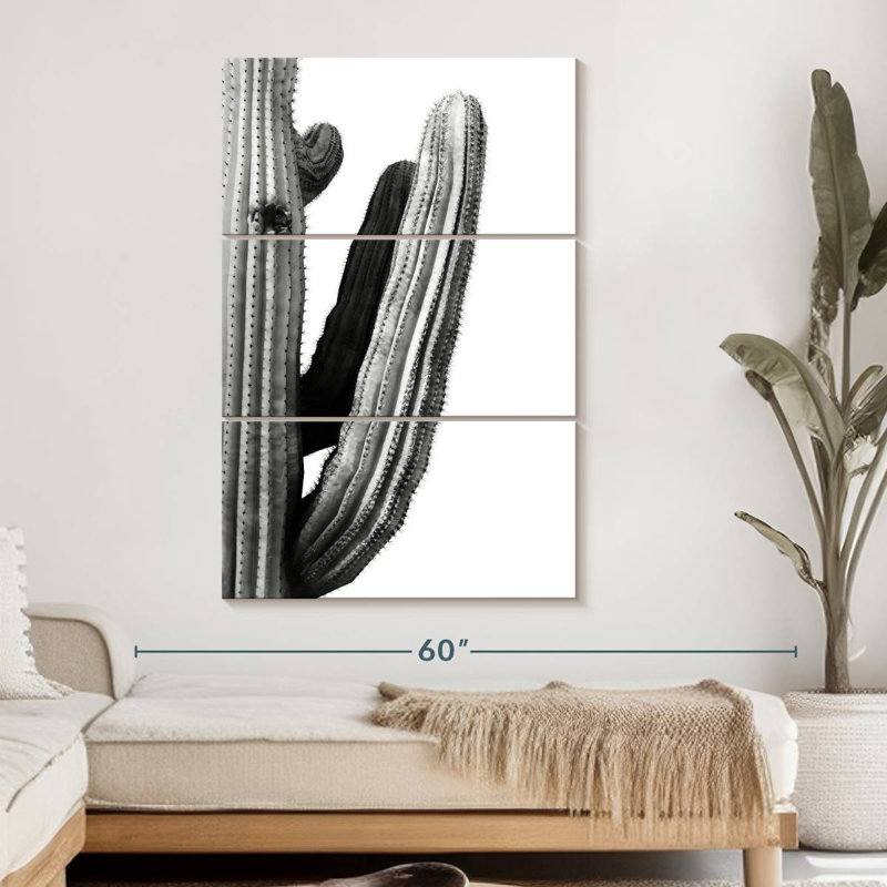 " Cactus Branch " 3 - Pieces, 50" H x 32" W x 1.25" D
