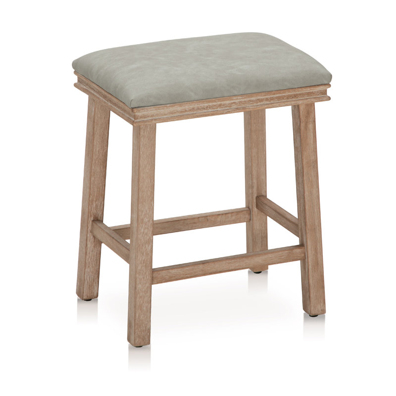 Tabouret de comptoir de cuisine sans dossier 24 po avec revêtement en éponge, Brun clair, Gris