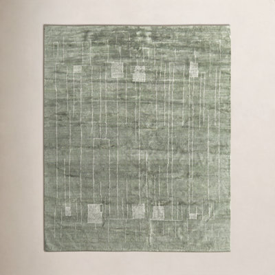 Monaco Green Hand-Knotted Abstract Rug
