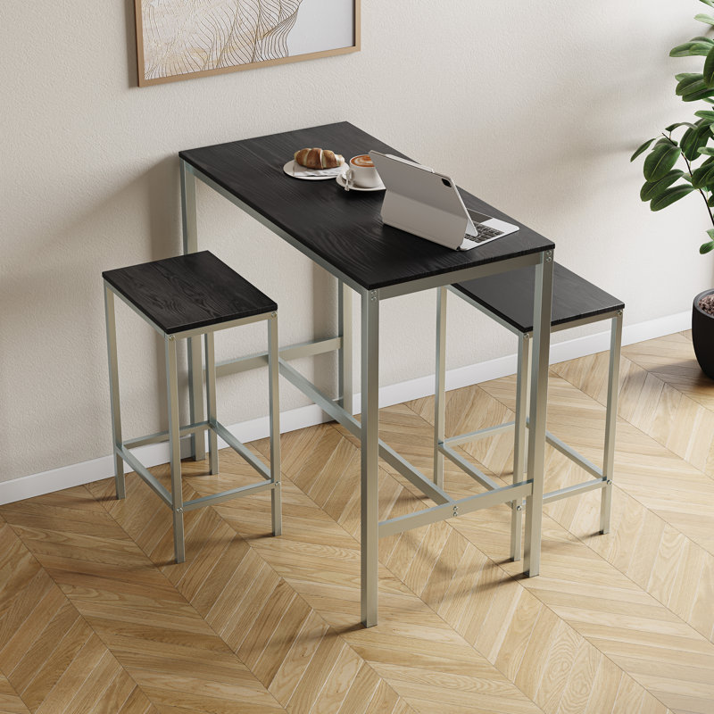 Addlyn 2 - Person Dining Set, Dark Grey, Dark Grey/Grey, Grey