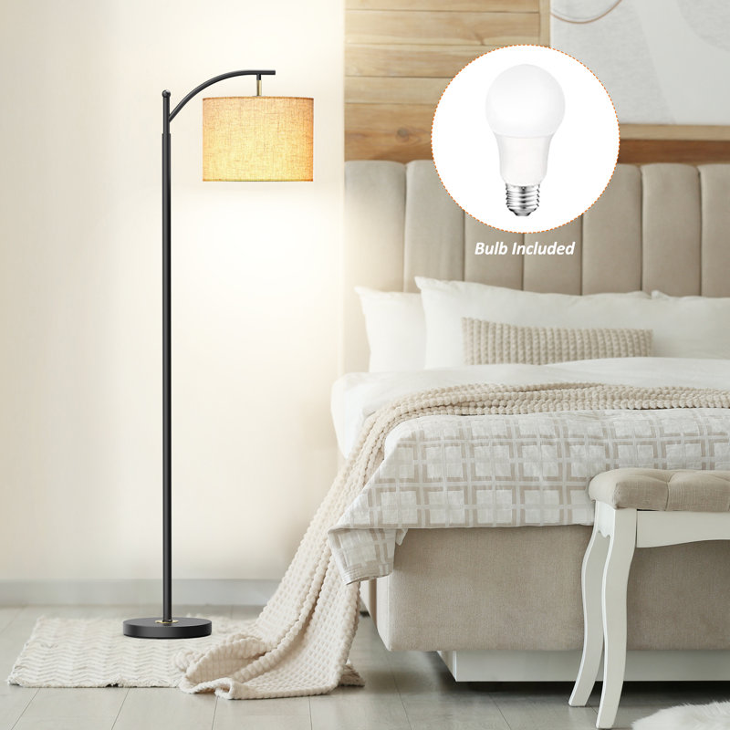 Kyeria Arc/Arched Floor Lamp with Remote Control and Smart Bulb Included, Black