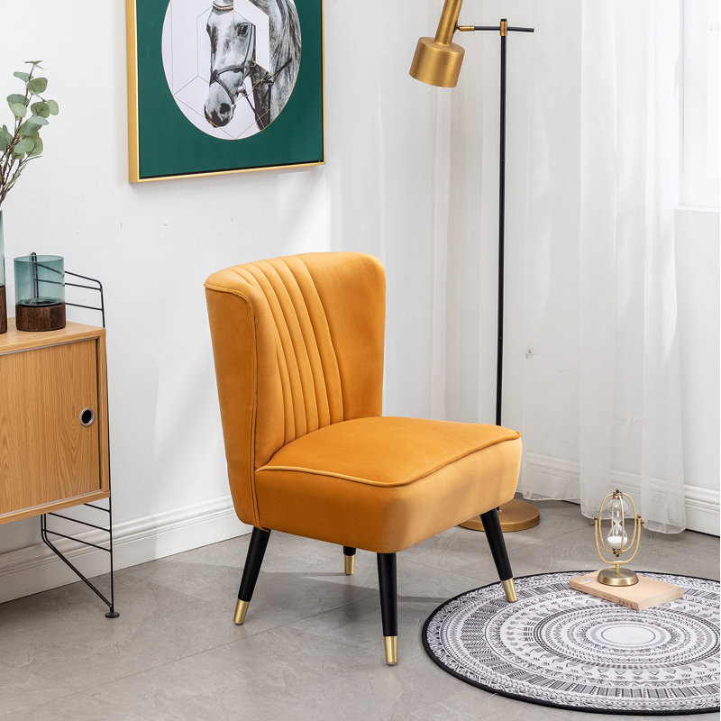 Fauteuil d'appoint contemporain en velours, bleu, Doré