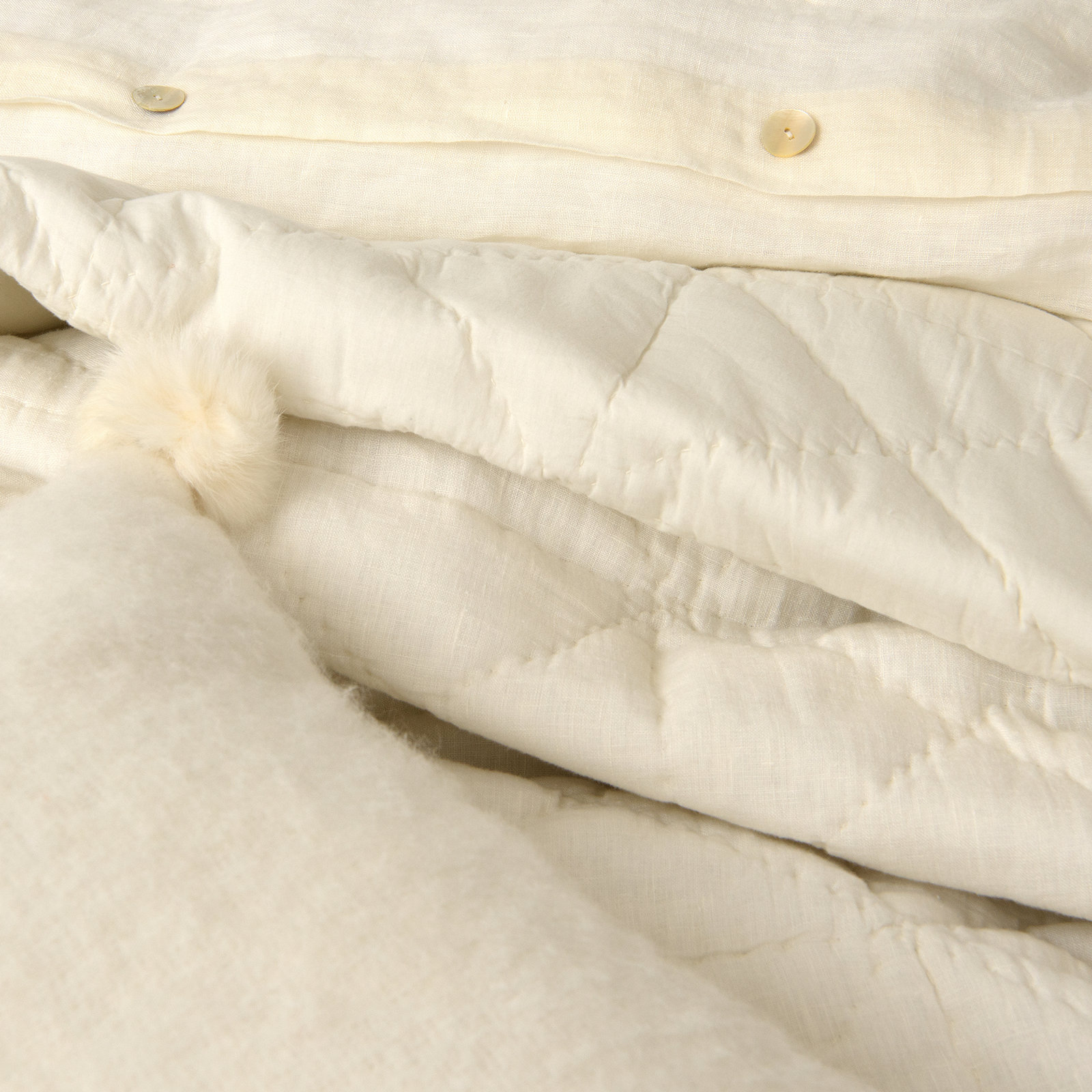 Berenson Linen Quilt Set, Ivory, Twin Quilt