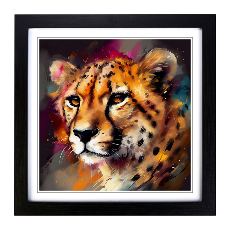 Cheetah Abstract Art - Framed Print, Black