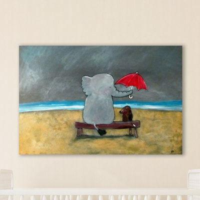 « éléphant parasol », art sur toile