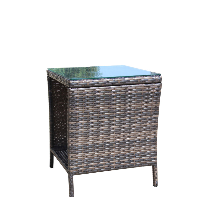 Outdoor Coffee Table With Tempered Glass Top - Brown , Protected, Easy Assembly Kit Patio Furniture Clear Weather , Assemble Yourself Now Included